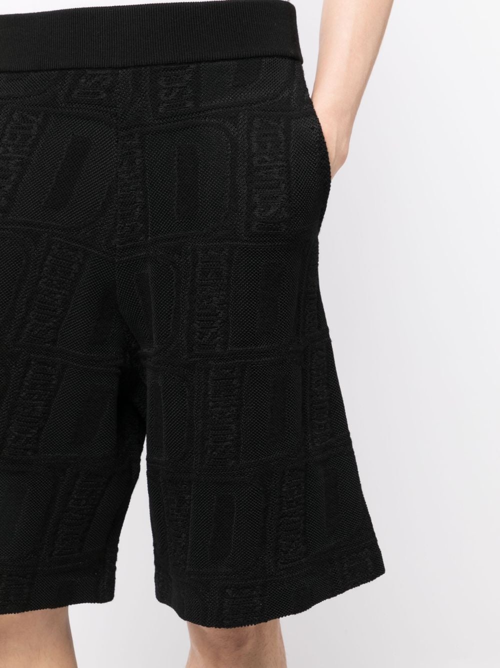 logo-print waffle-knit shorts - 5