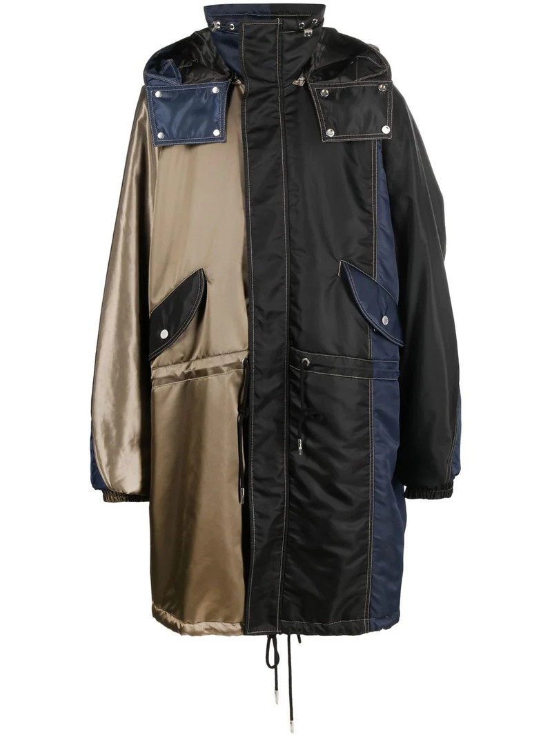 oversized colour-block hooded coat 1
