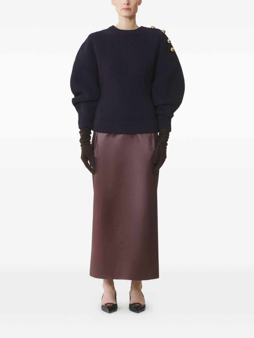 ribbed-knit button-detail sweat - 2