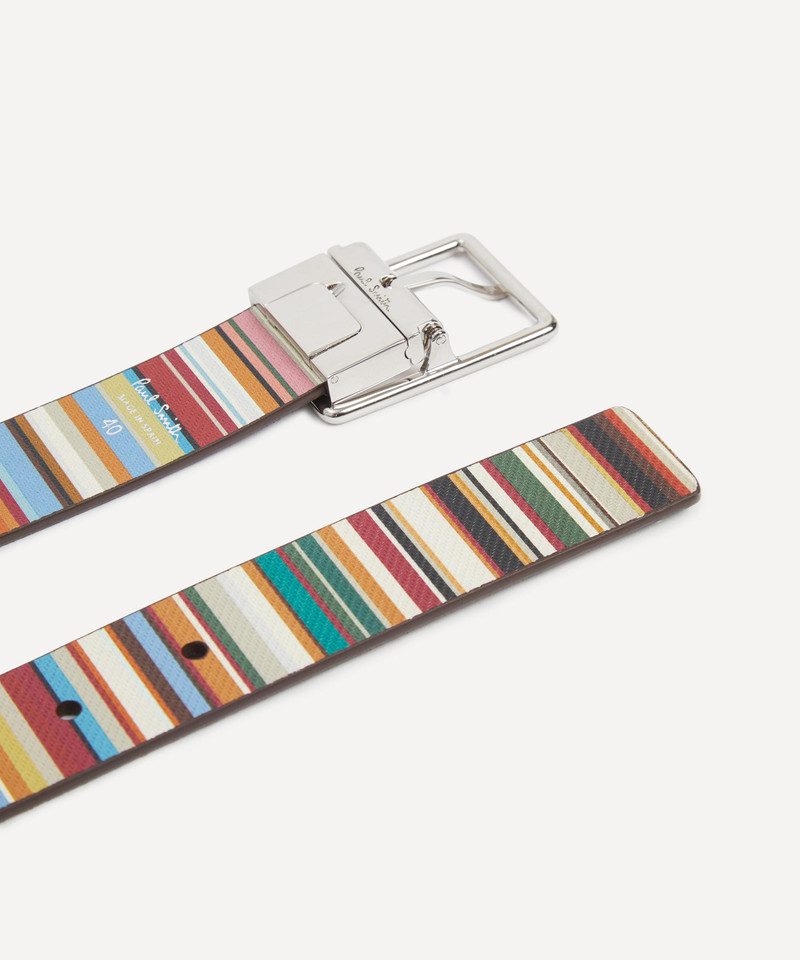 Paul Smith Black Leather Reversible Signature Stripe Belt outlook
