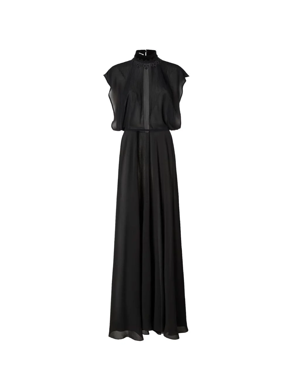 lace-trimmed pintuck-pleated dress - 1