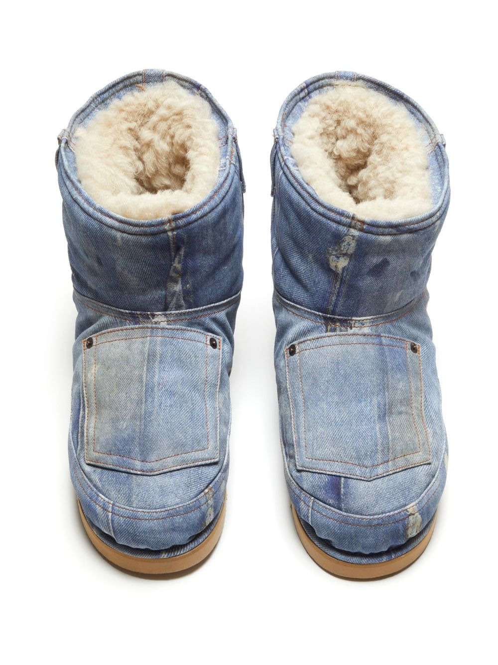 denim-print boots - 3
