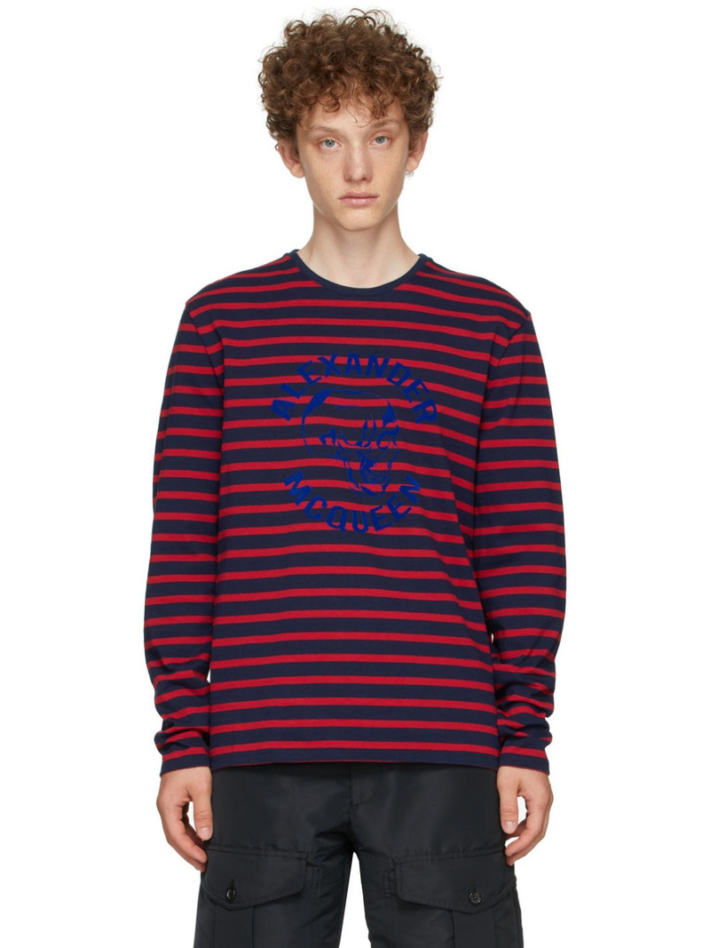 Navy & Red '70s Skull Long Sleeve T-Shirt - 1
