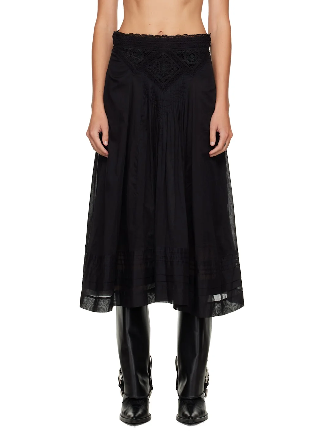 Black Garliana Midi Skirt - 1