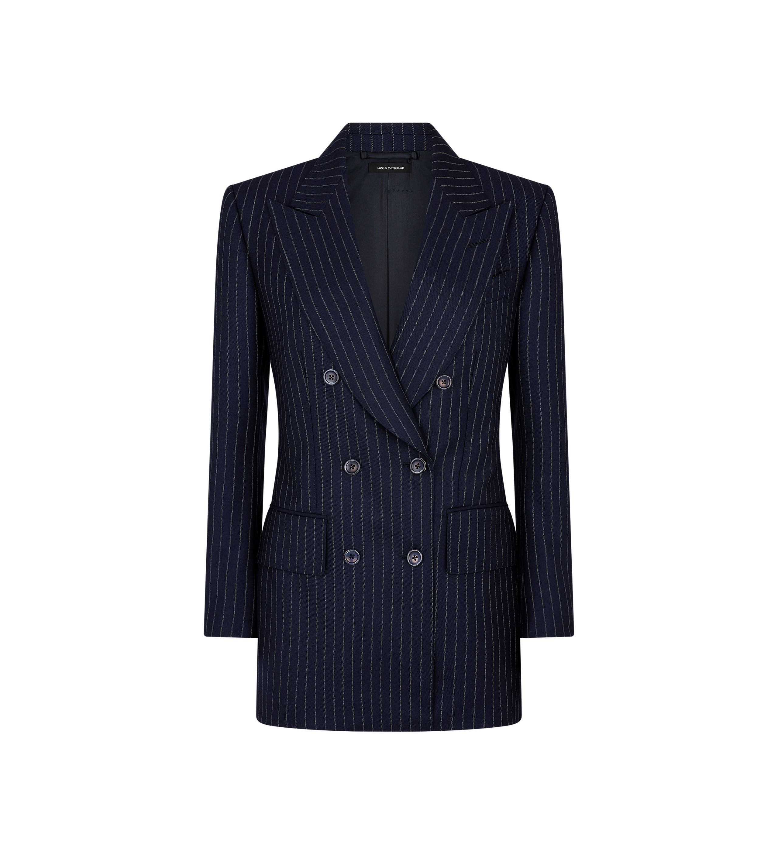 STRIPED WOOL FLANNEL "BIANCA" DOUBLE BREASTED JACKET - 1