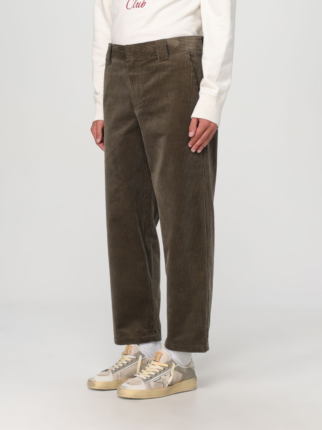 ボトムスその他 Golden Goose Light brown pants in chevron wool blend Men's wool blend pants in light brown micro chevron