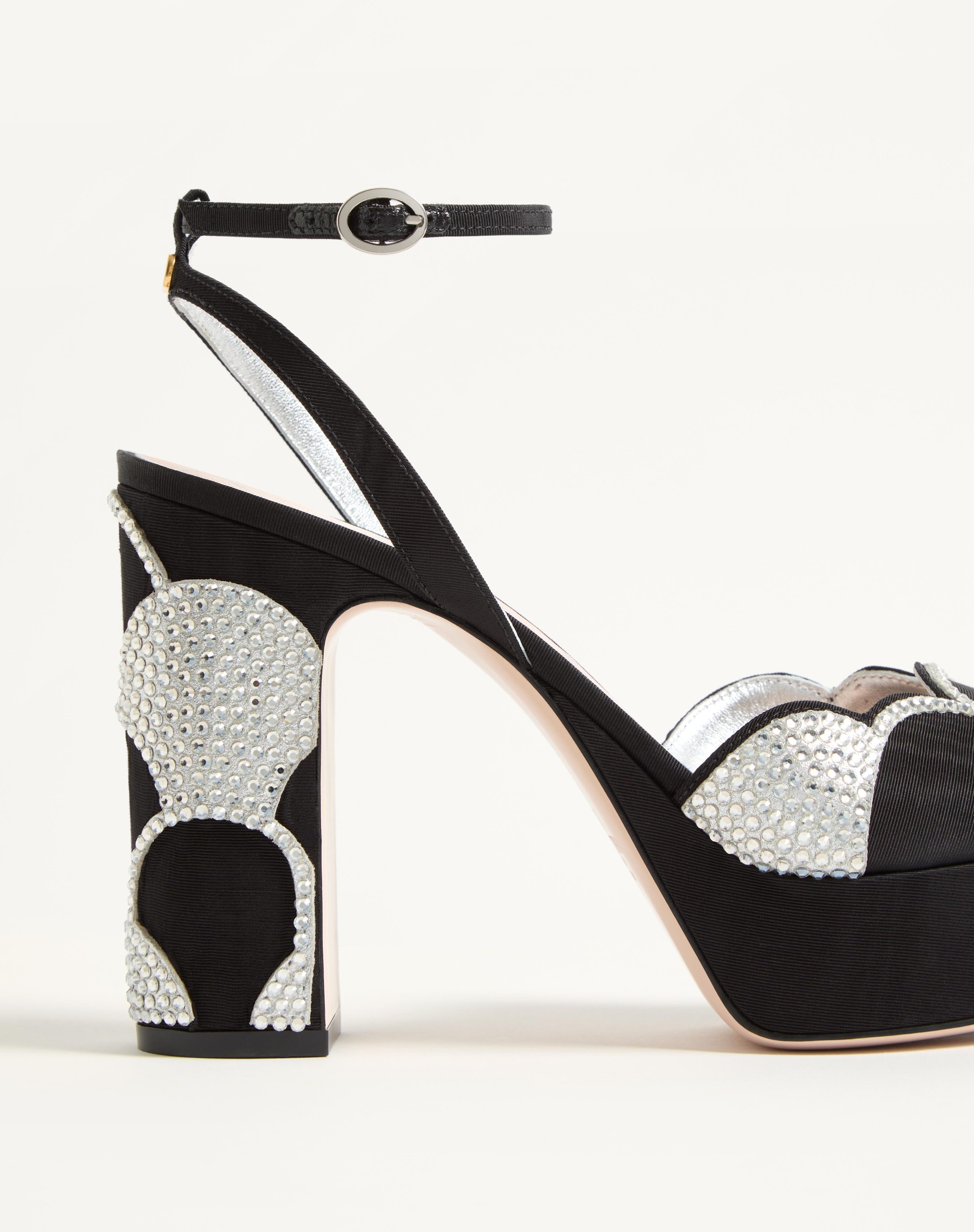 BOWOW PLATFORM SANDAL IN MOIRÉ FABRIC WITH CRYSTALS 115MM - 7
