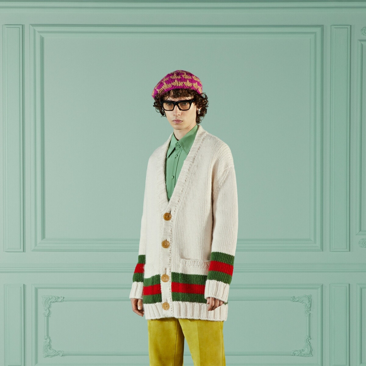 Fine wool cardigan with Web - 5