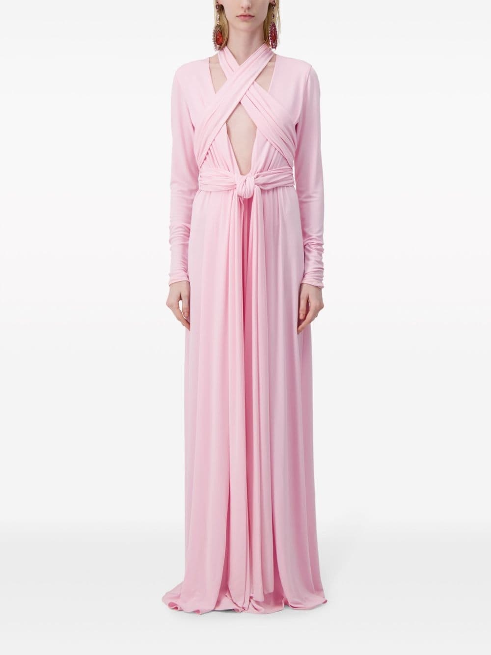 draped cashmere-silk blend gown - 2