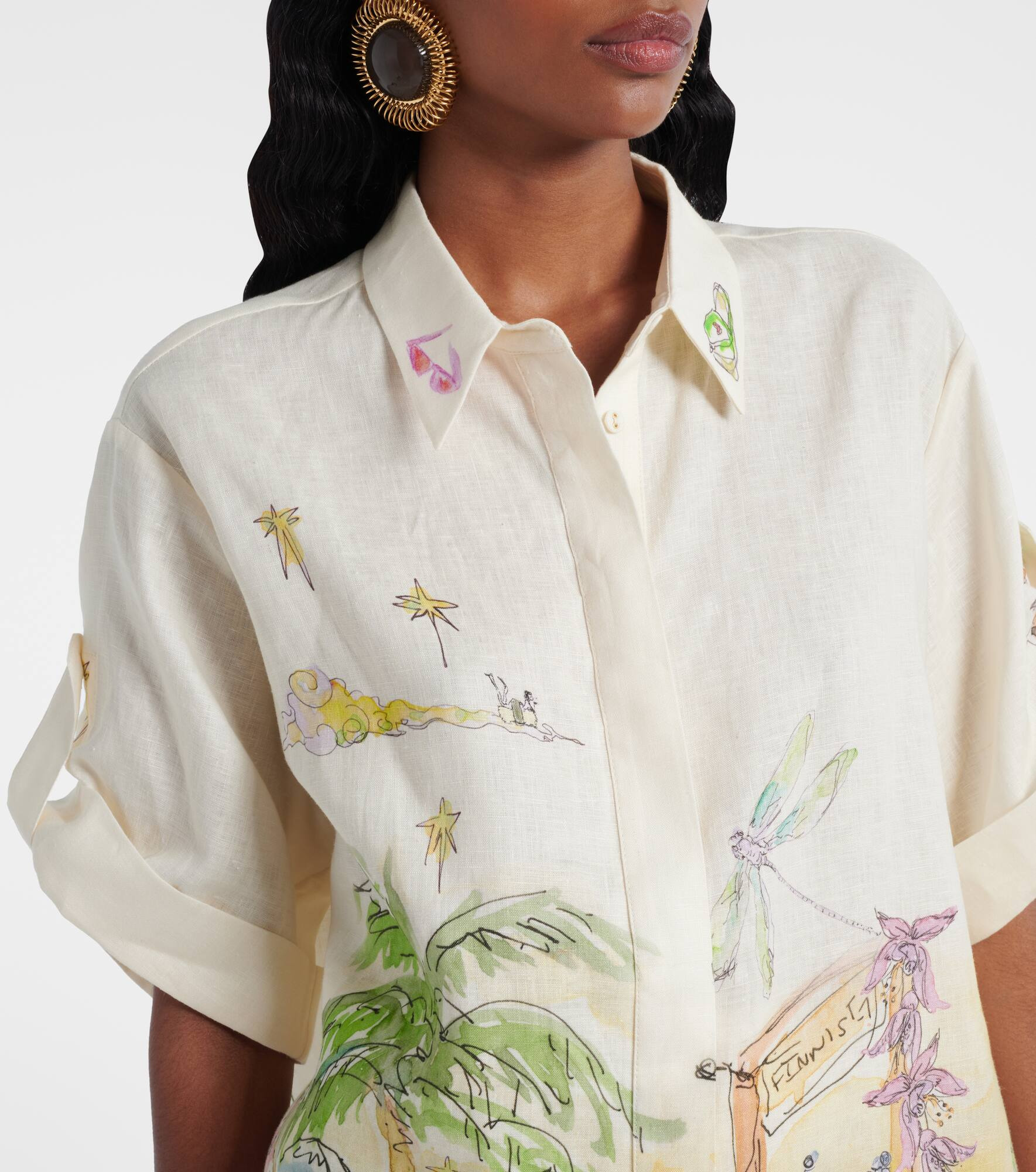 Anouk printed linen shirt - 4