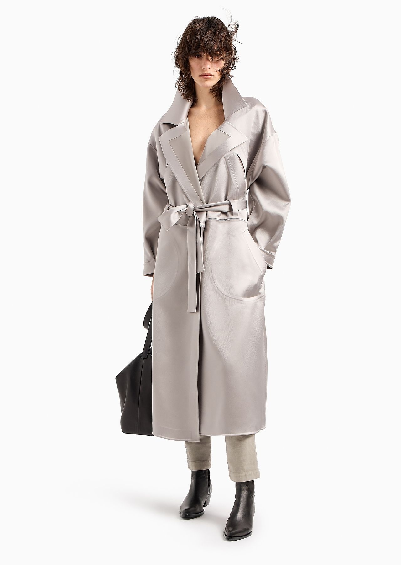Technical duchess satin trench coat - 4