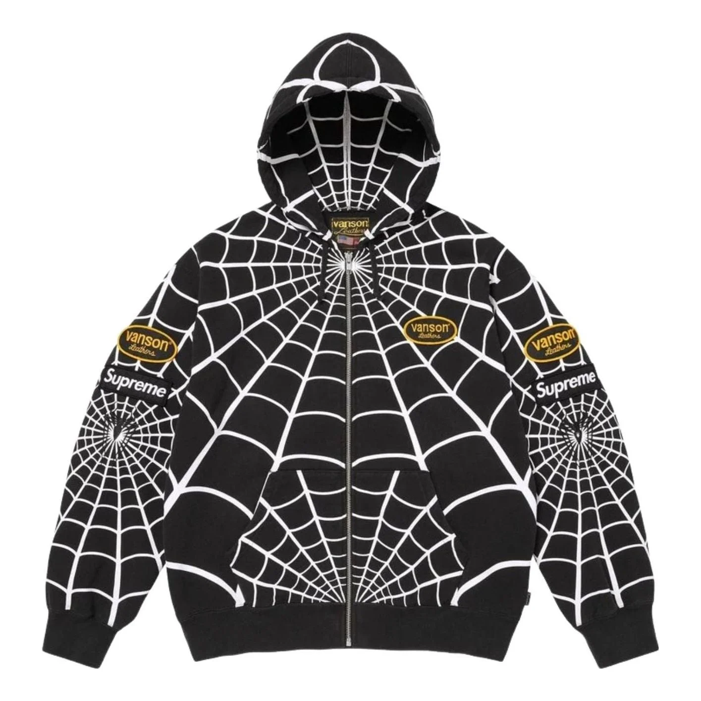 Supreme x Vanson Leathers SS26 Spider-Man Zip Up Hooded Sweatshirt 'Black' SUP-SS26-301-BLK - 1