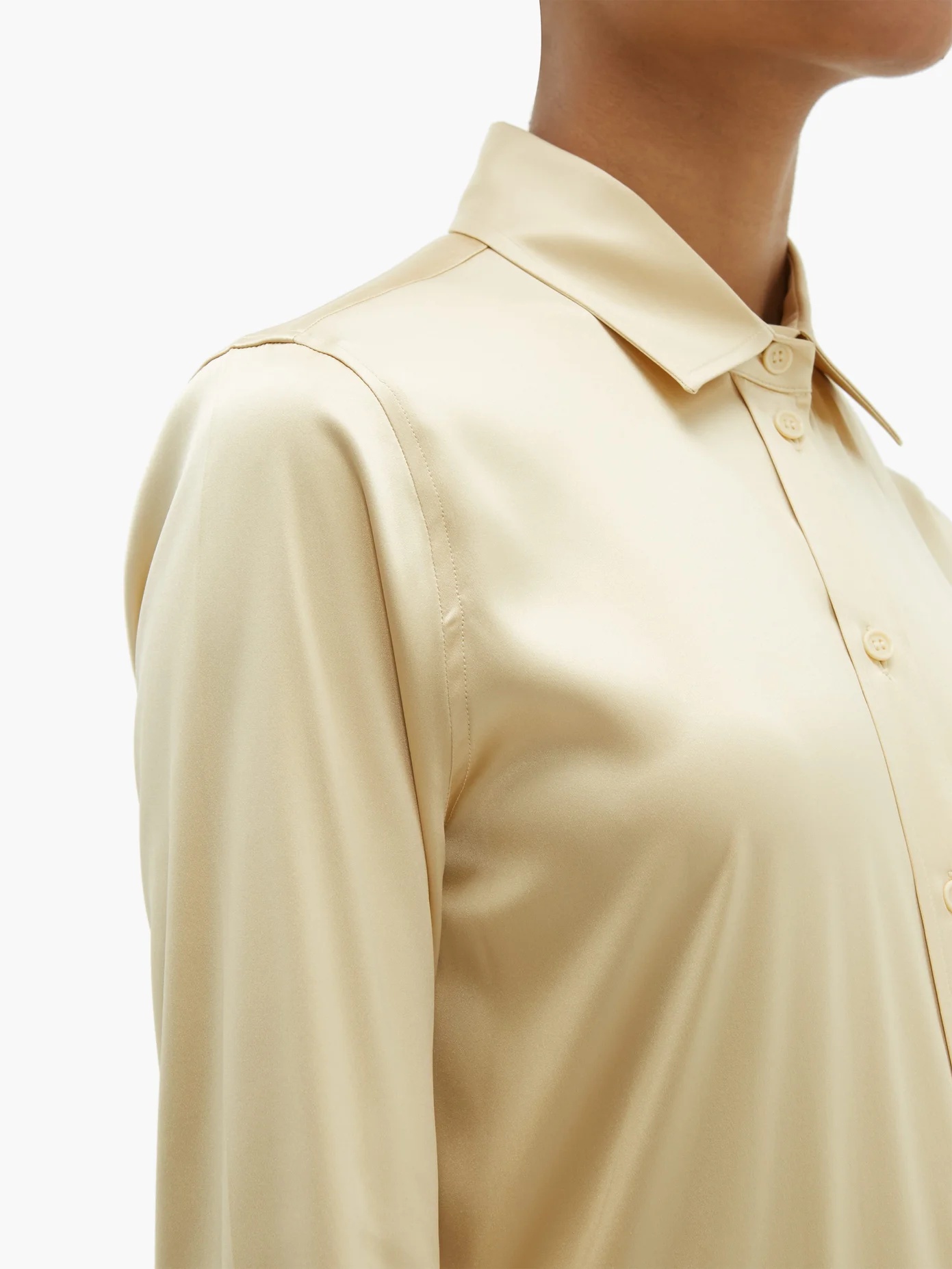 Point-collar silk-blend charmeuse shirt - 3