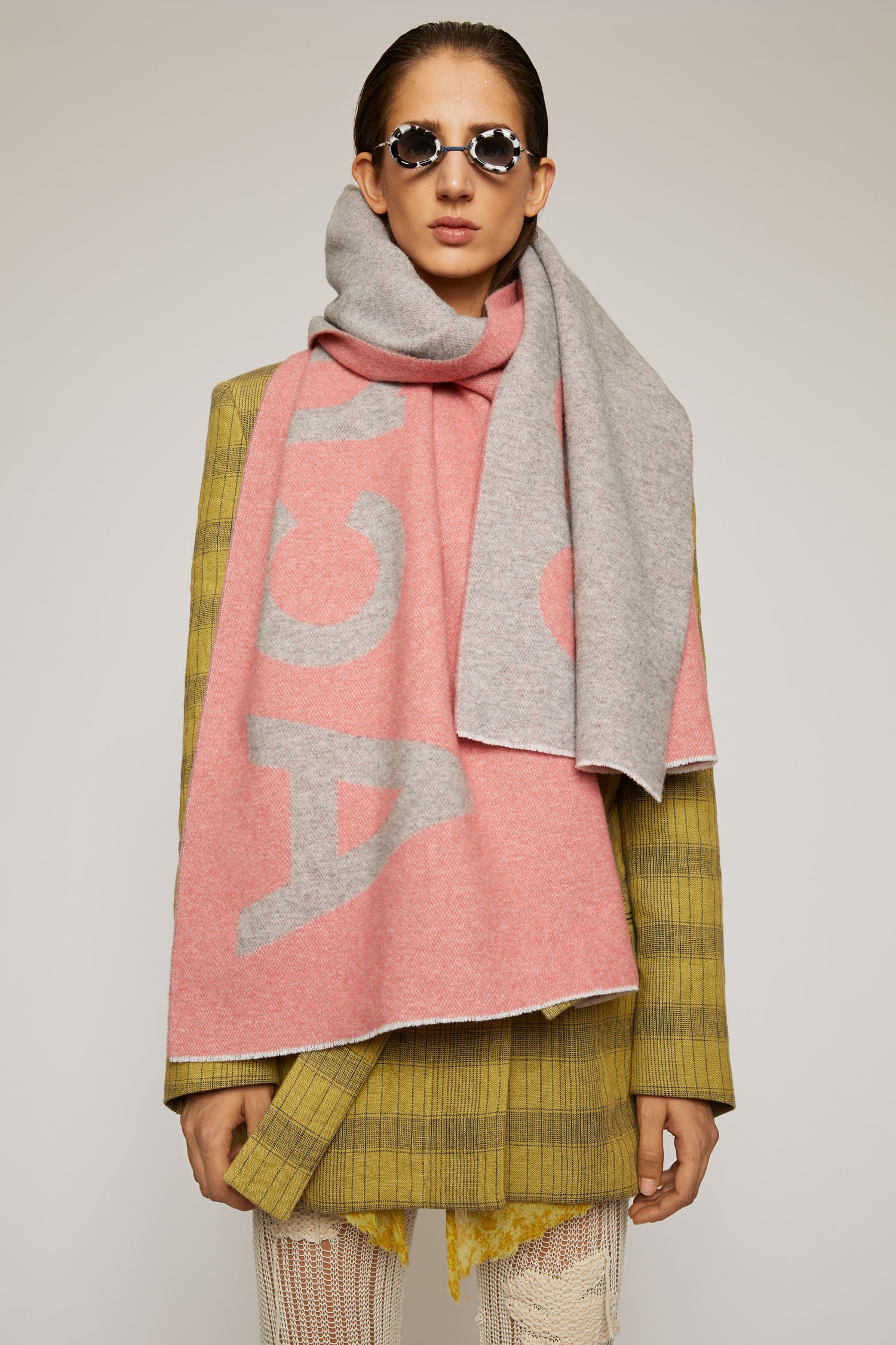 Logo-jacquard scarf grey/pink - 5