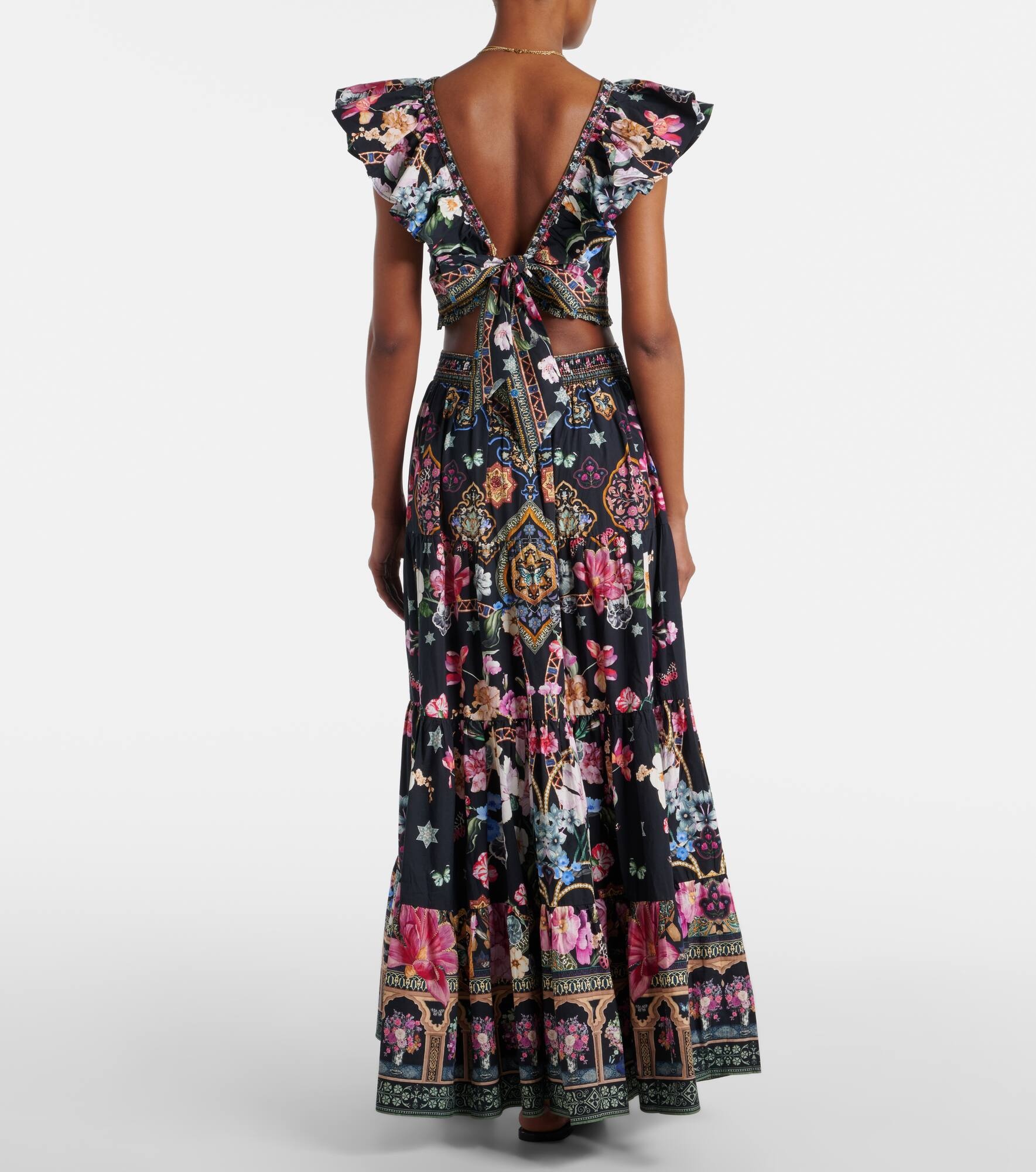 Crystal-embellished poplin maxi skirt - 3