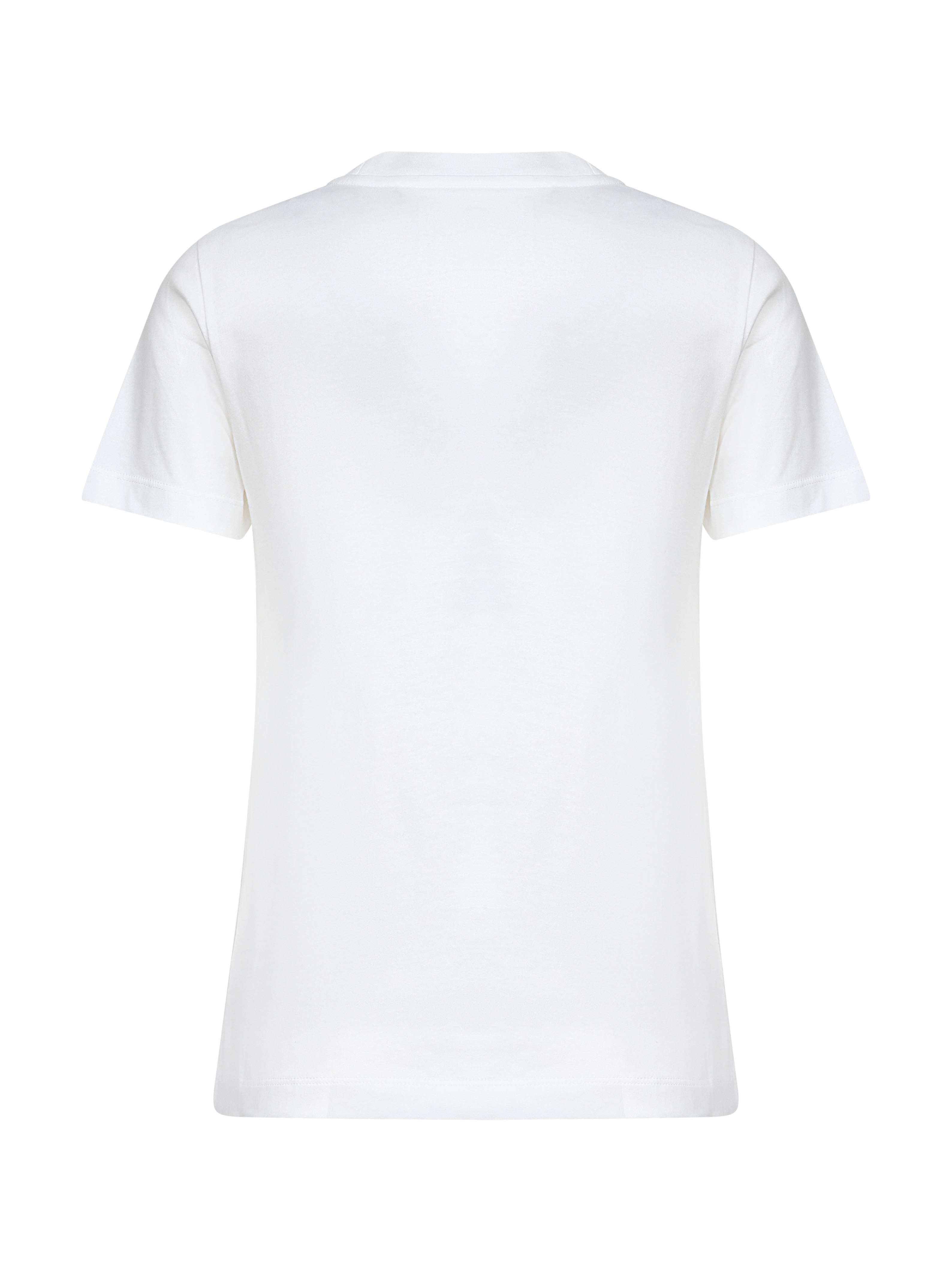 Moncler Women White Cotton Rhinestone Logo T-Shirt - 2