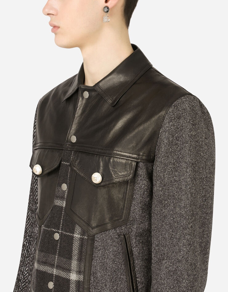 Wool patchwork jacket with leather details - 5