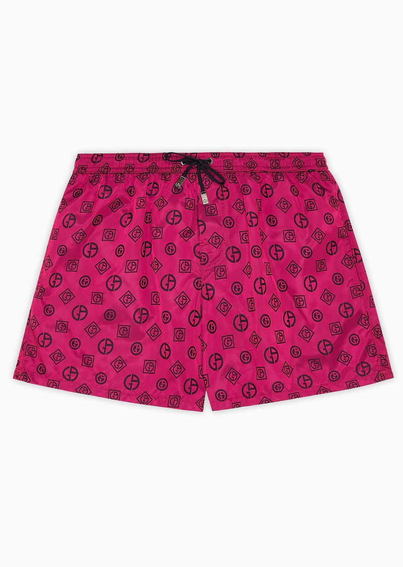 Swim trunks with an all-over logo jacquard 1