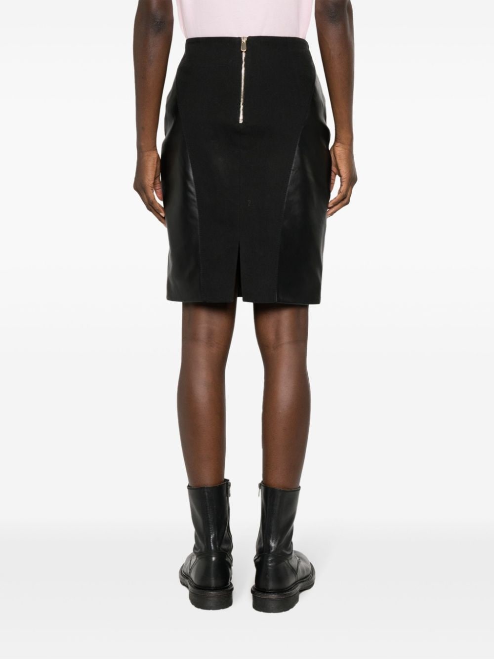 zip-fastening leather skirt - 4