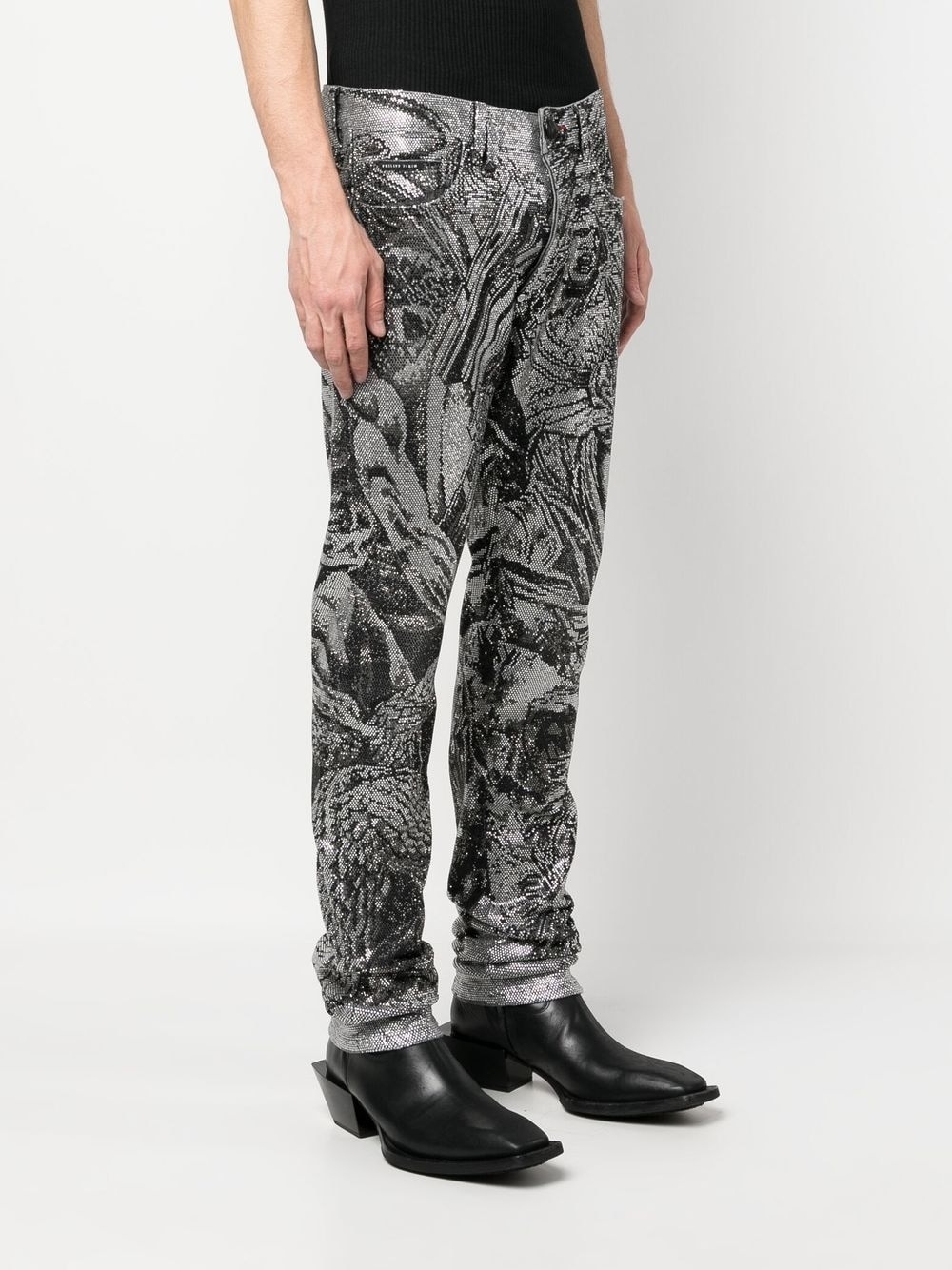 crystal-embellished jeans - 3