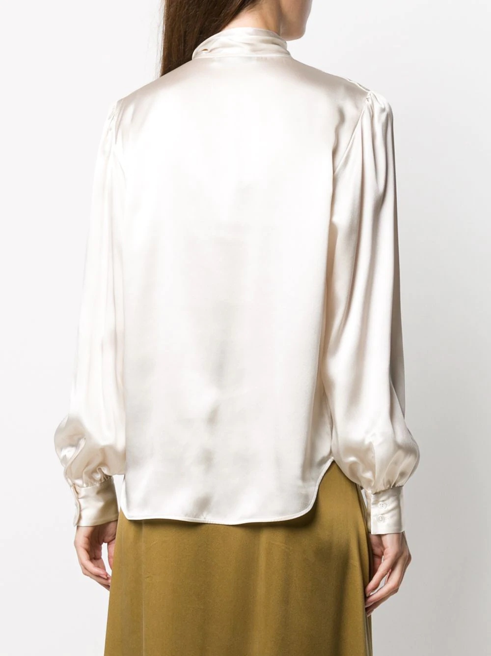 tie neck silk blouse - 4