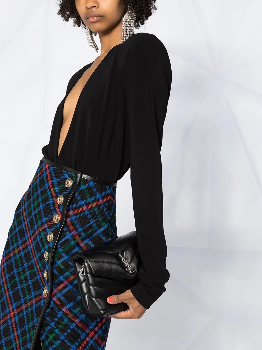 knee-length tartan skirt - 5