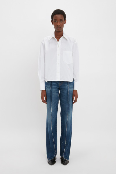 Victoria Beckham Cropped Long Sleeve Shirt In White outlook