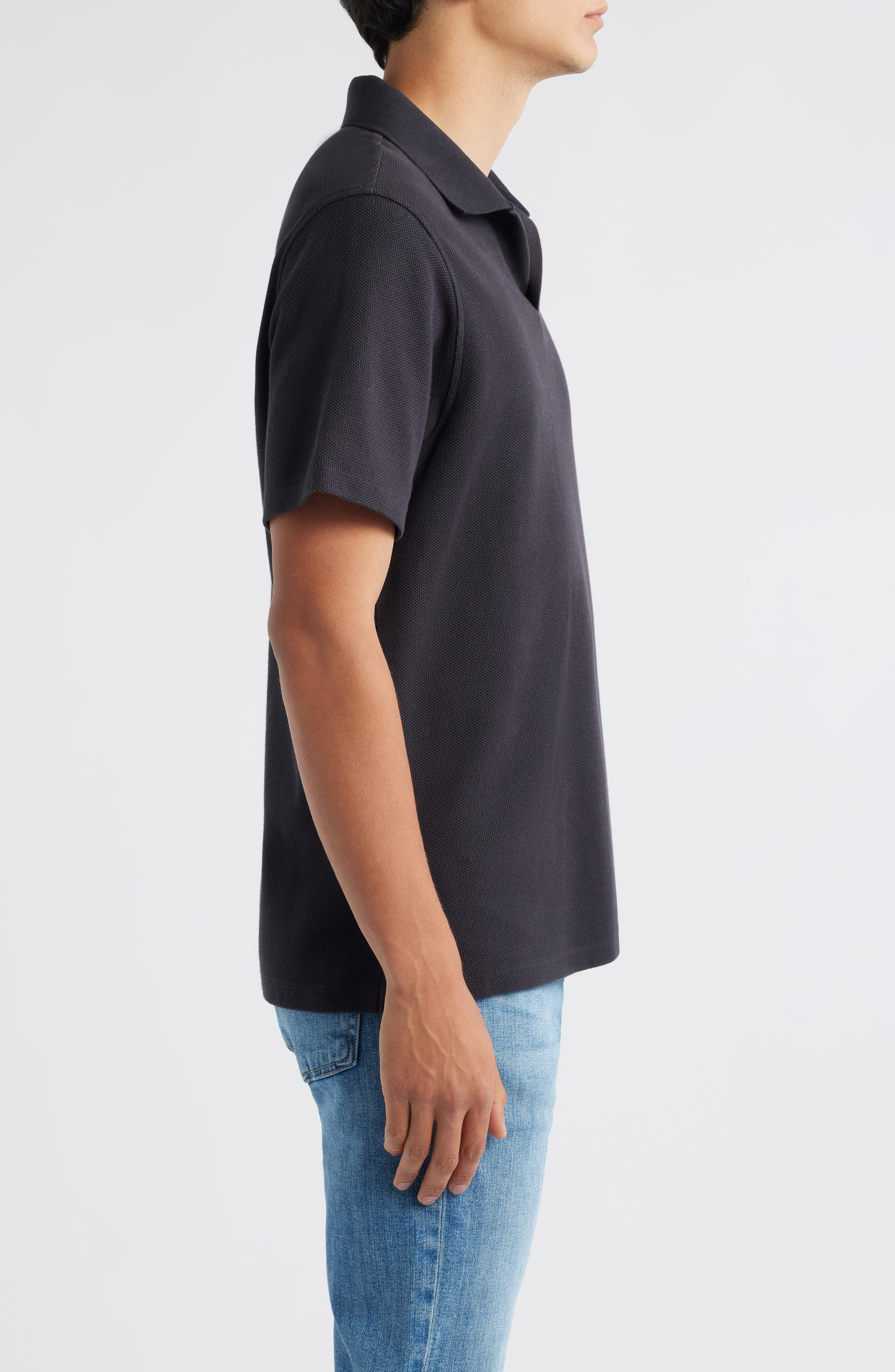 FRAME Jacquard Polo in Charcoal at Nordstrom - 3