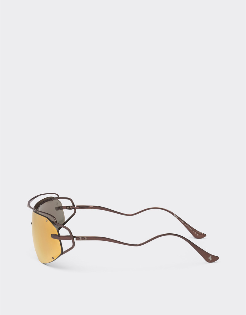 Ferrari sunglasses in brown titanium with gold-tone mirror brown shield 5