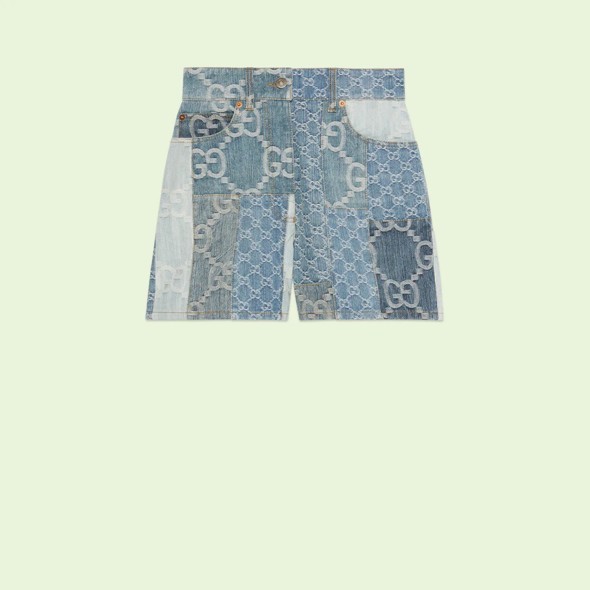 GG denim patchwork shorts - 1