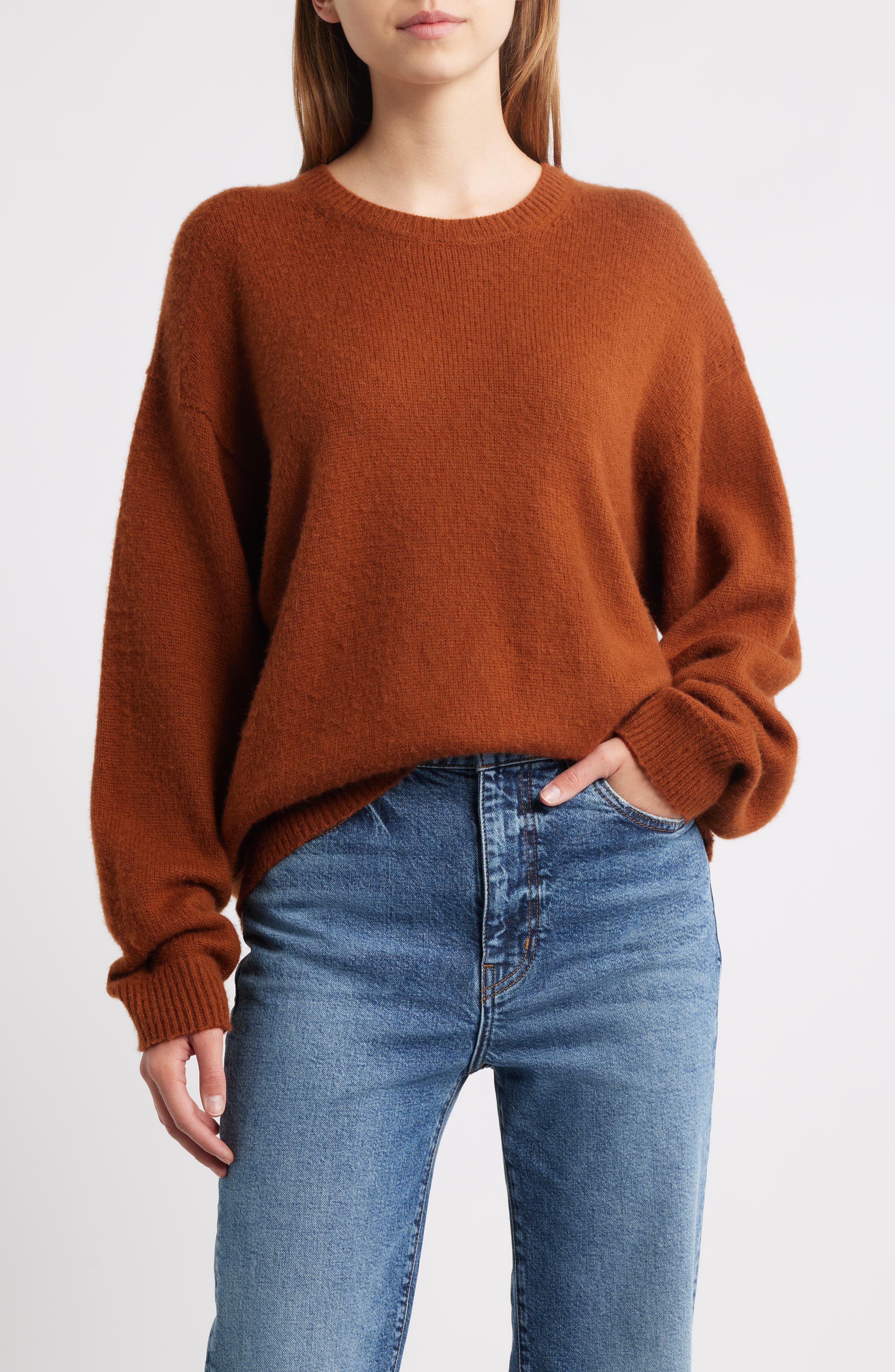 FRAME The Cashmere Brushed Sweater in Rust at Nordstrom - 1