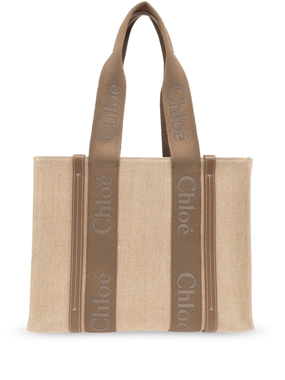 Woody medium canvas and leather tote bag - 1