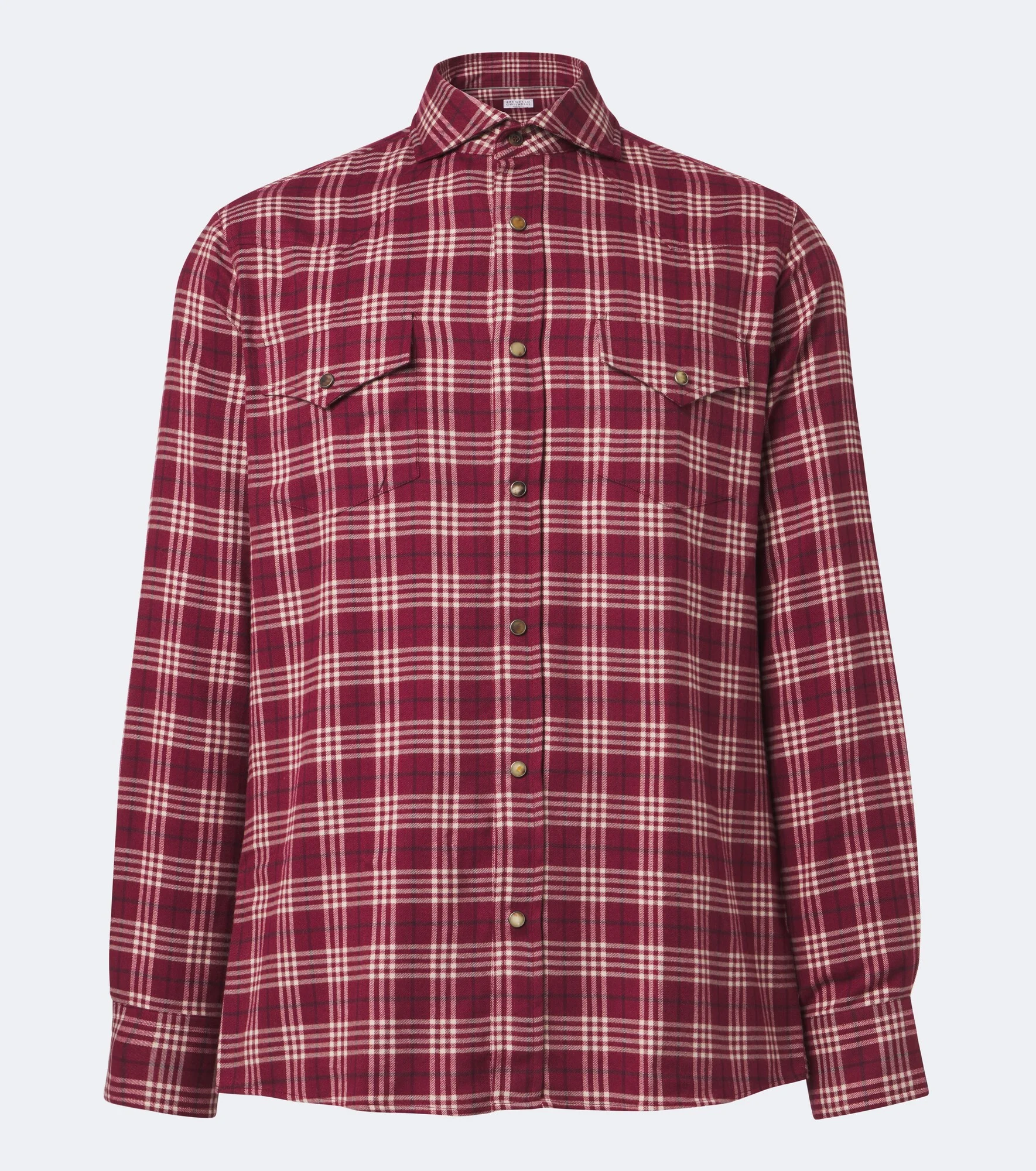 Checked cotton-blend flannel shirt - 1