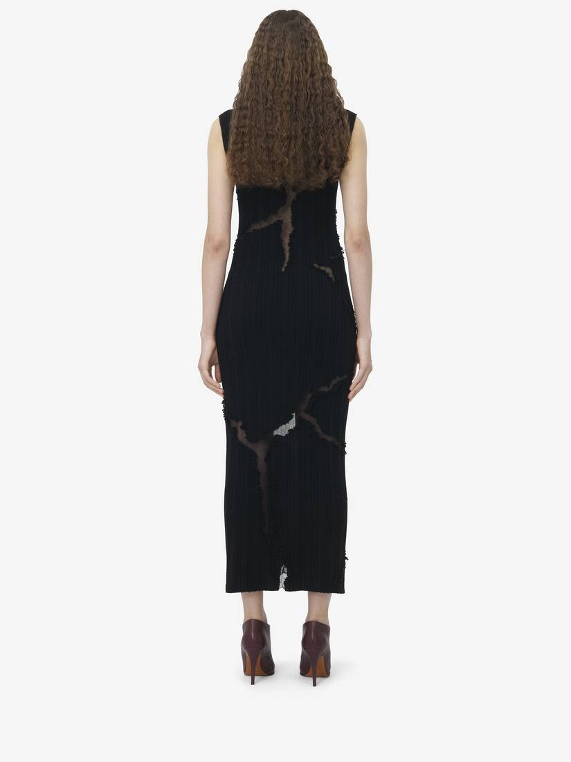 Distressed Detail Knit Midi Dress - 4