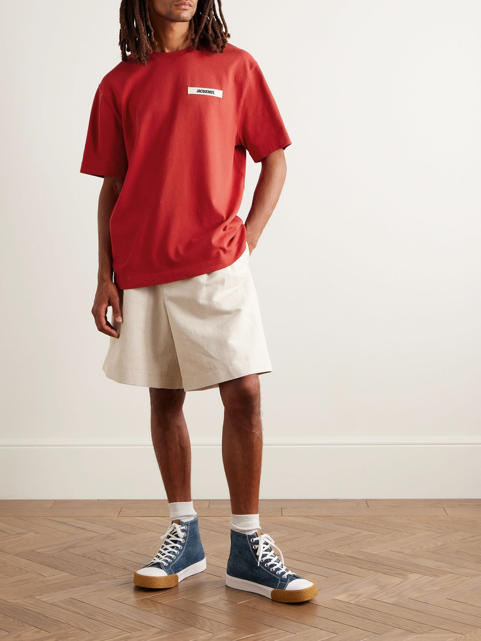 Logo-Appliquéd Cotton-Jersey T-Shirt Red - 2