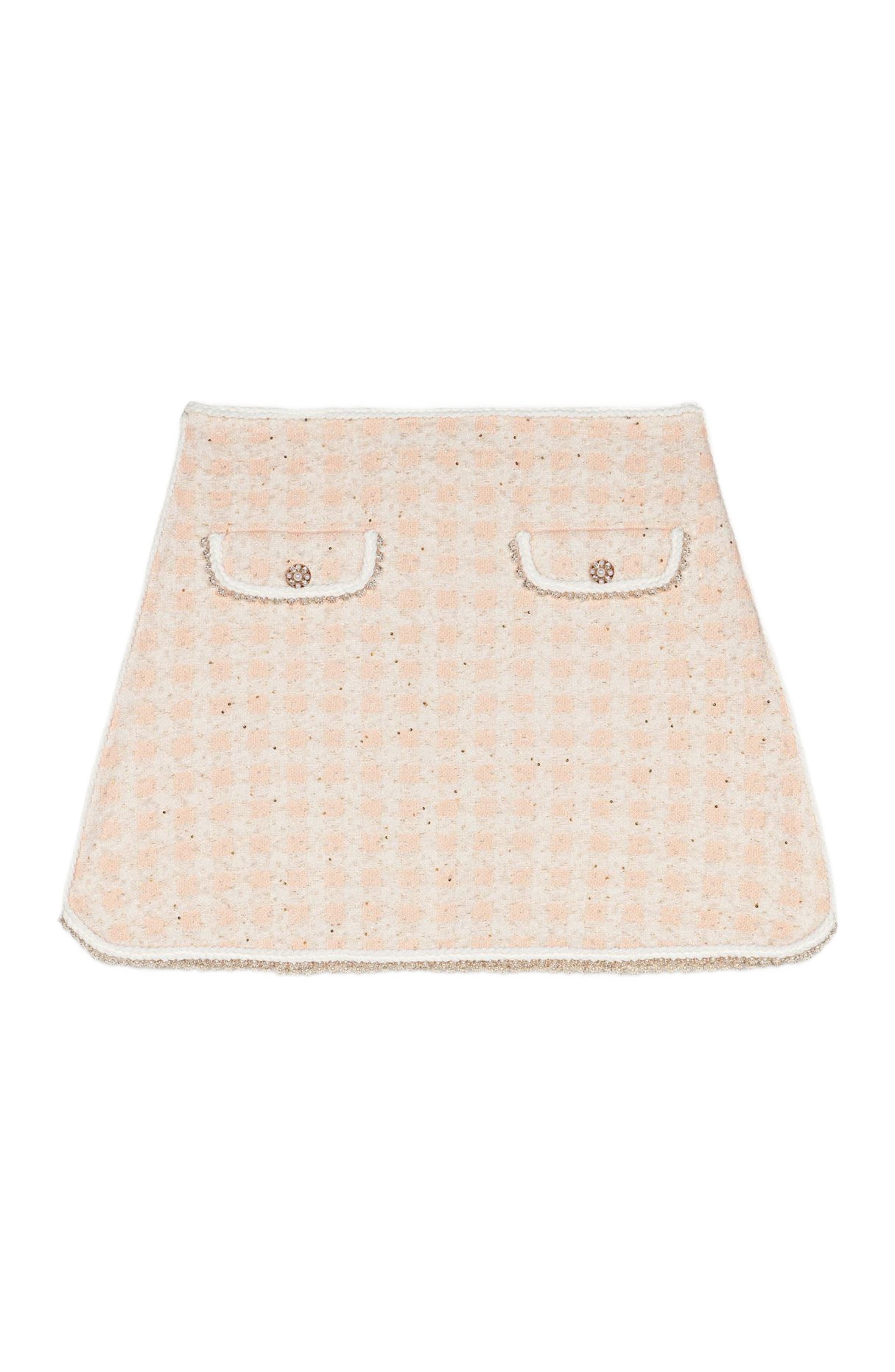 maje Short tweed-effect knit skirt in Pink/ecru at Nordstrom - 6