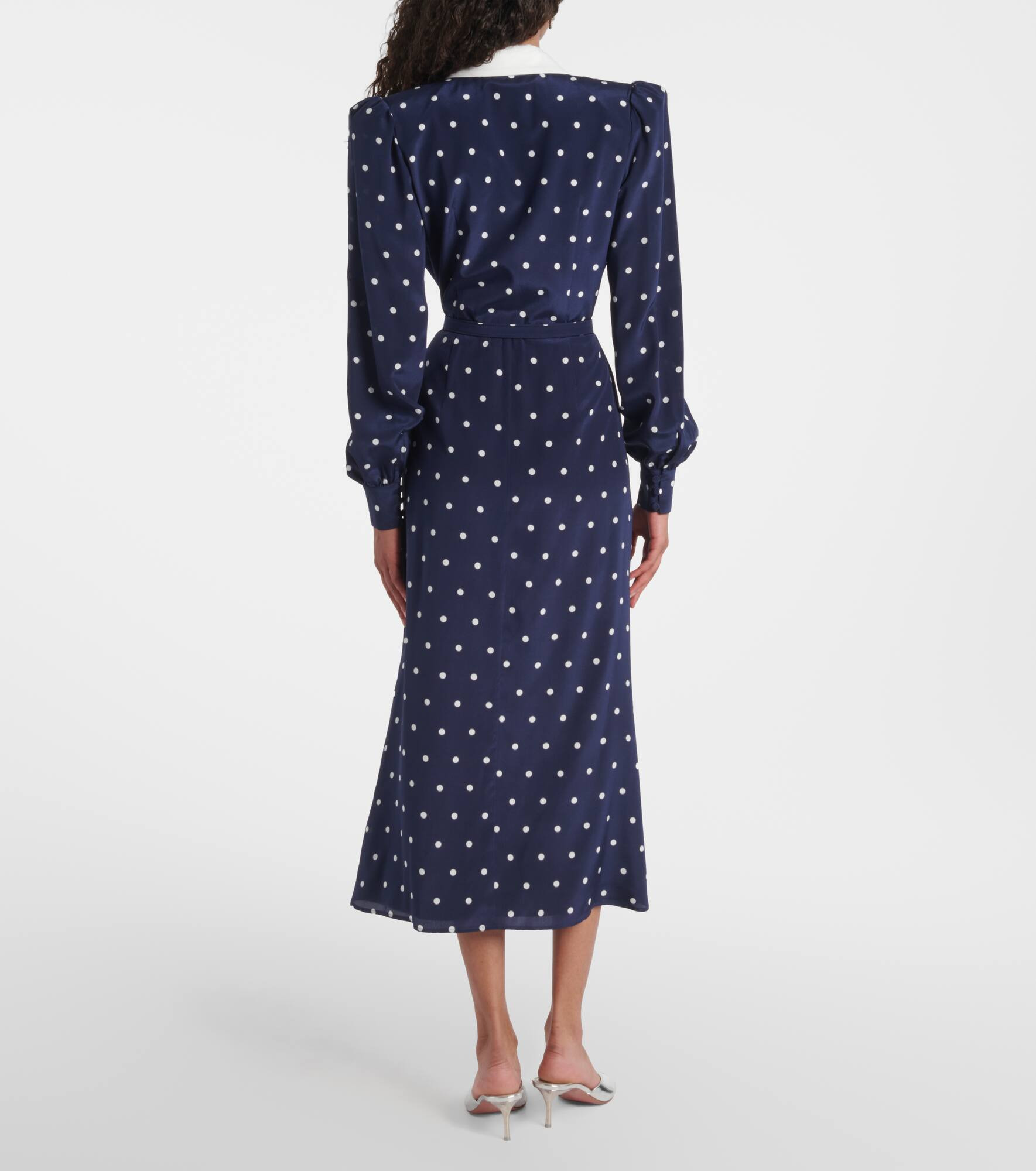 Polka-dot silk satin shirt dress - 3