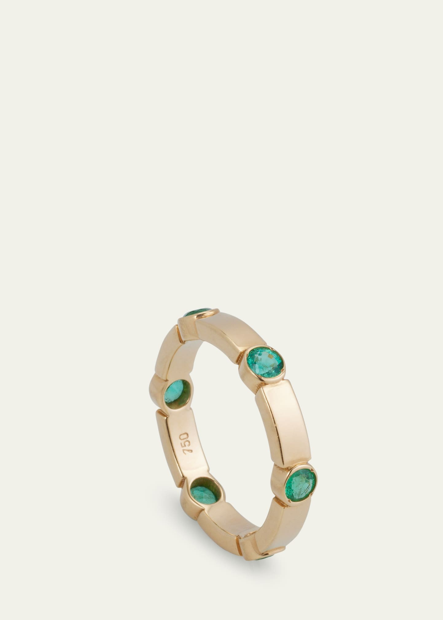 18K Yellow Gold Stepping Stones Stream Ring with Emeralds - 4