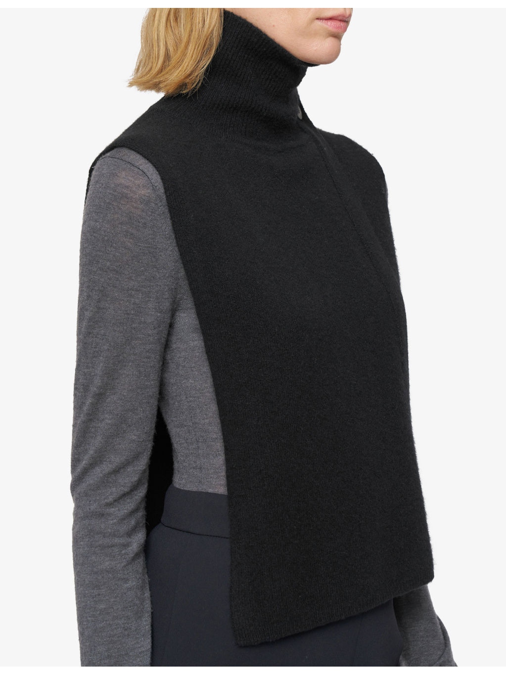 Funnel-Neck Sleeveless Cashmere Blend Bib - 5