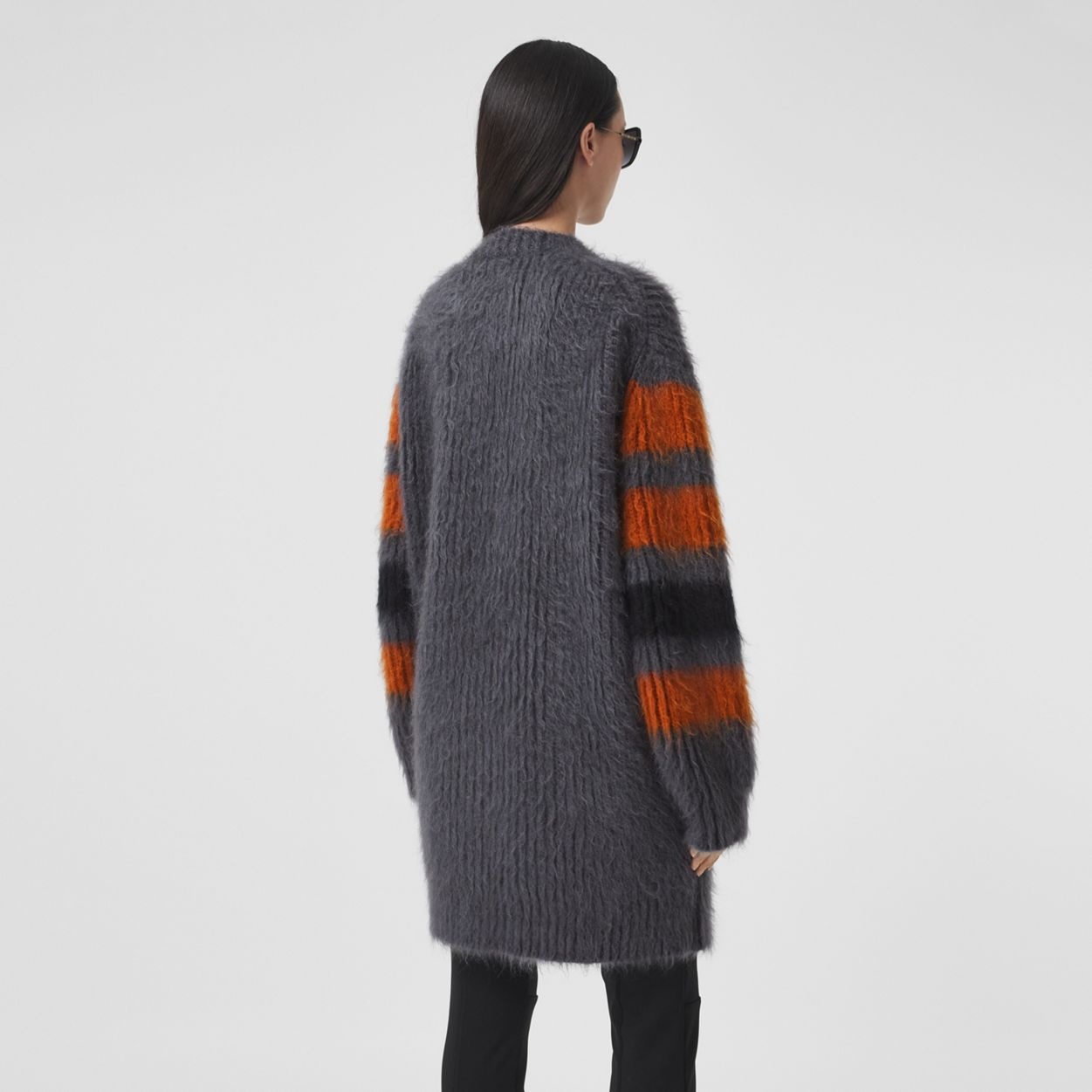 Stripe Intarsia Mohair Silk Oversized Sweater - 4