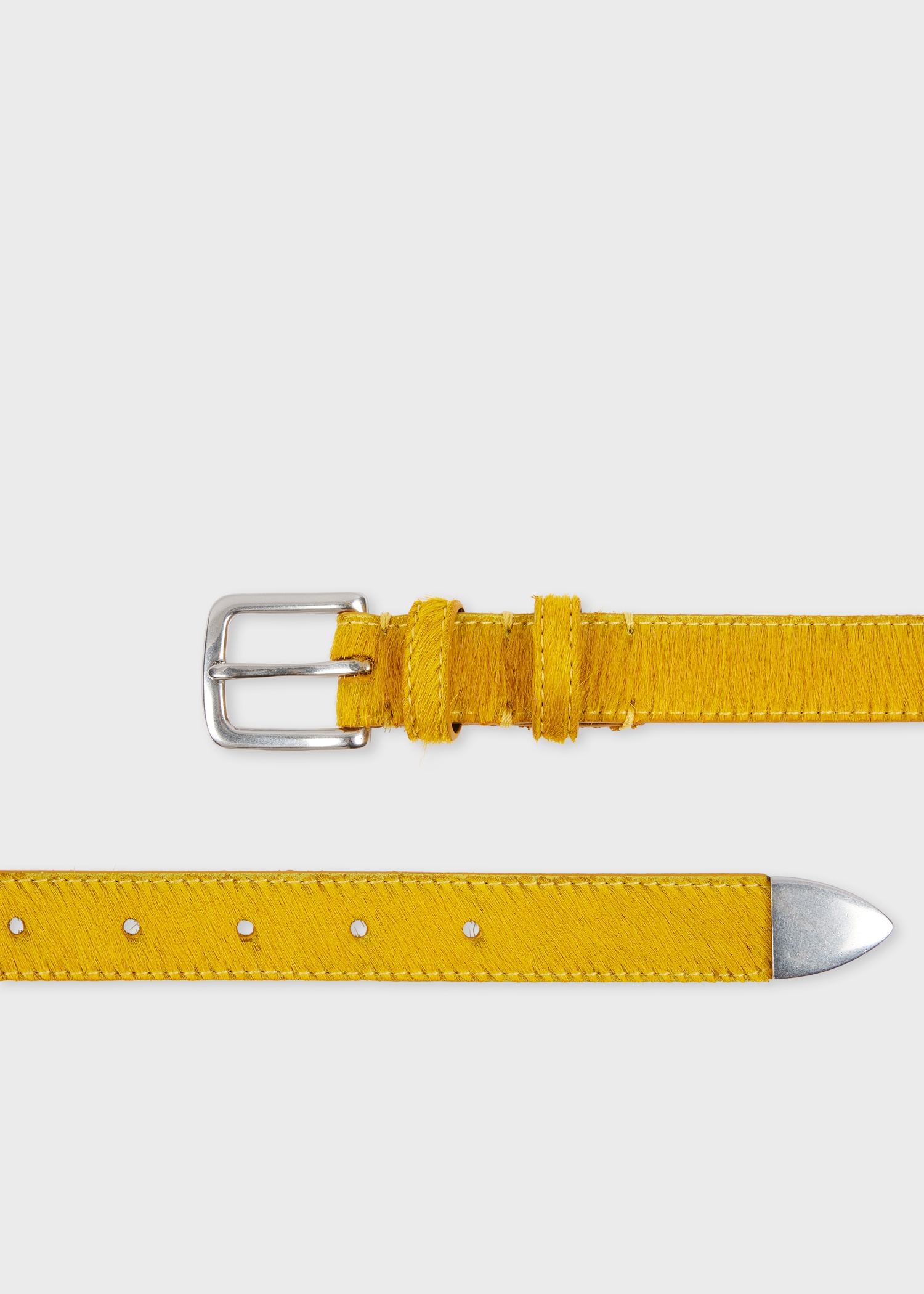 Mustard Textured Leather Belt - 1