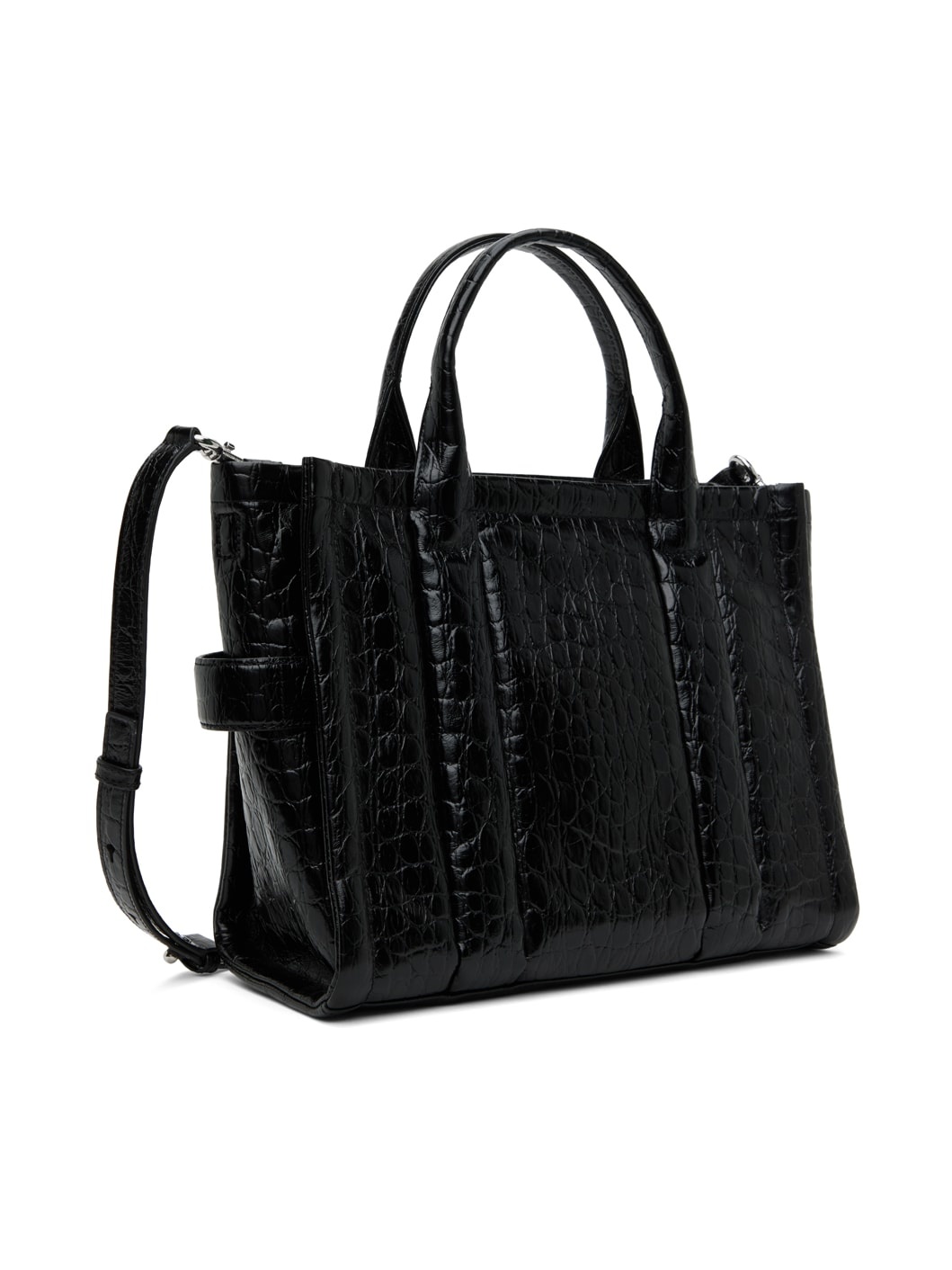 Black Small 'The Croc-Embossed' Tote - 3