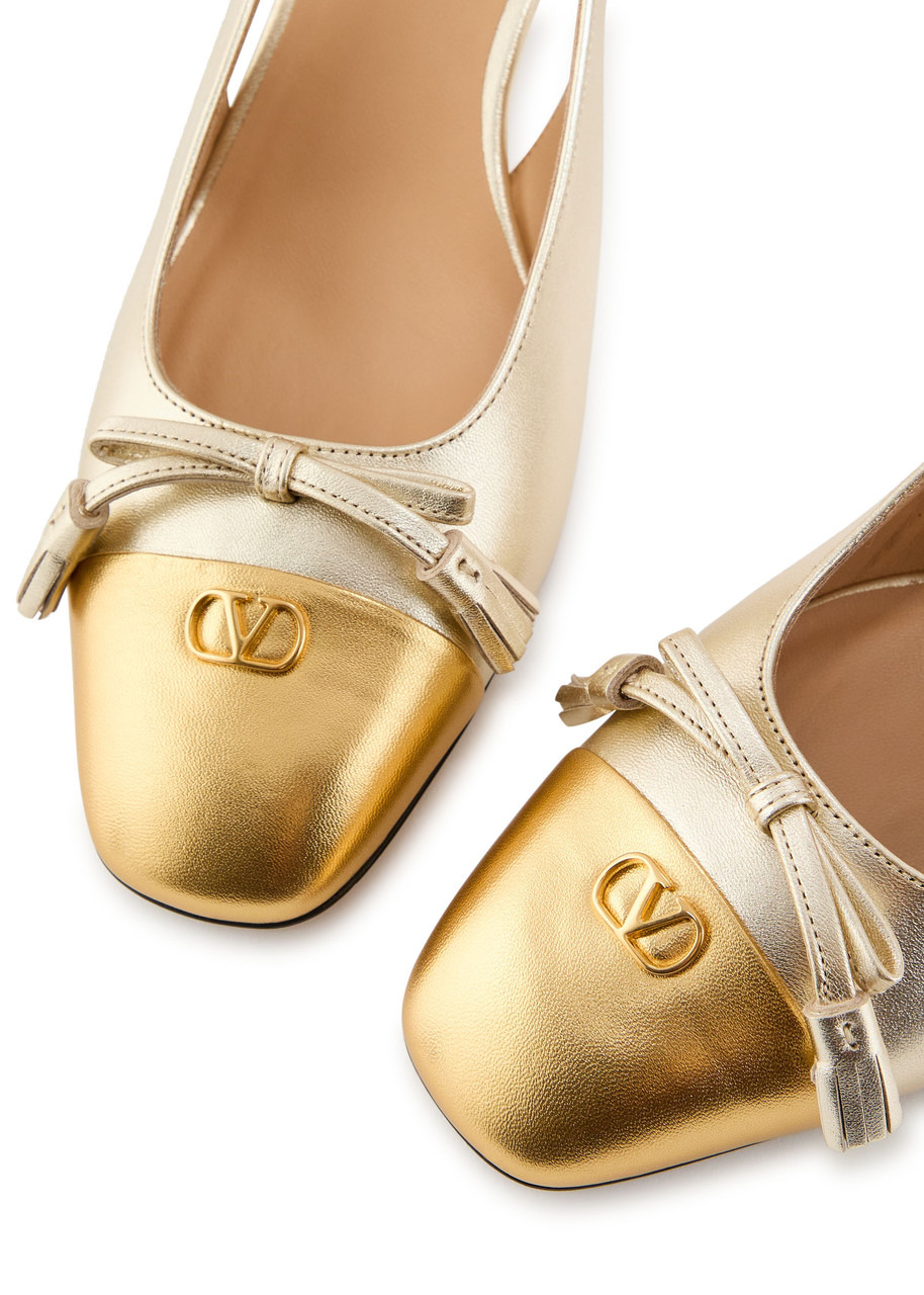 Valentino Valet Du Roi 60 Metallic Leather Slingback Pumps - 4