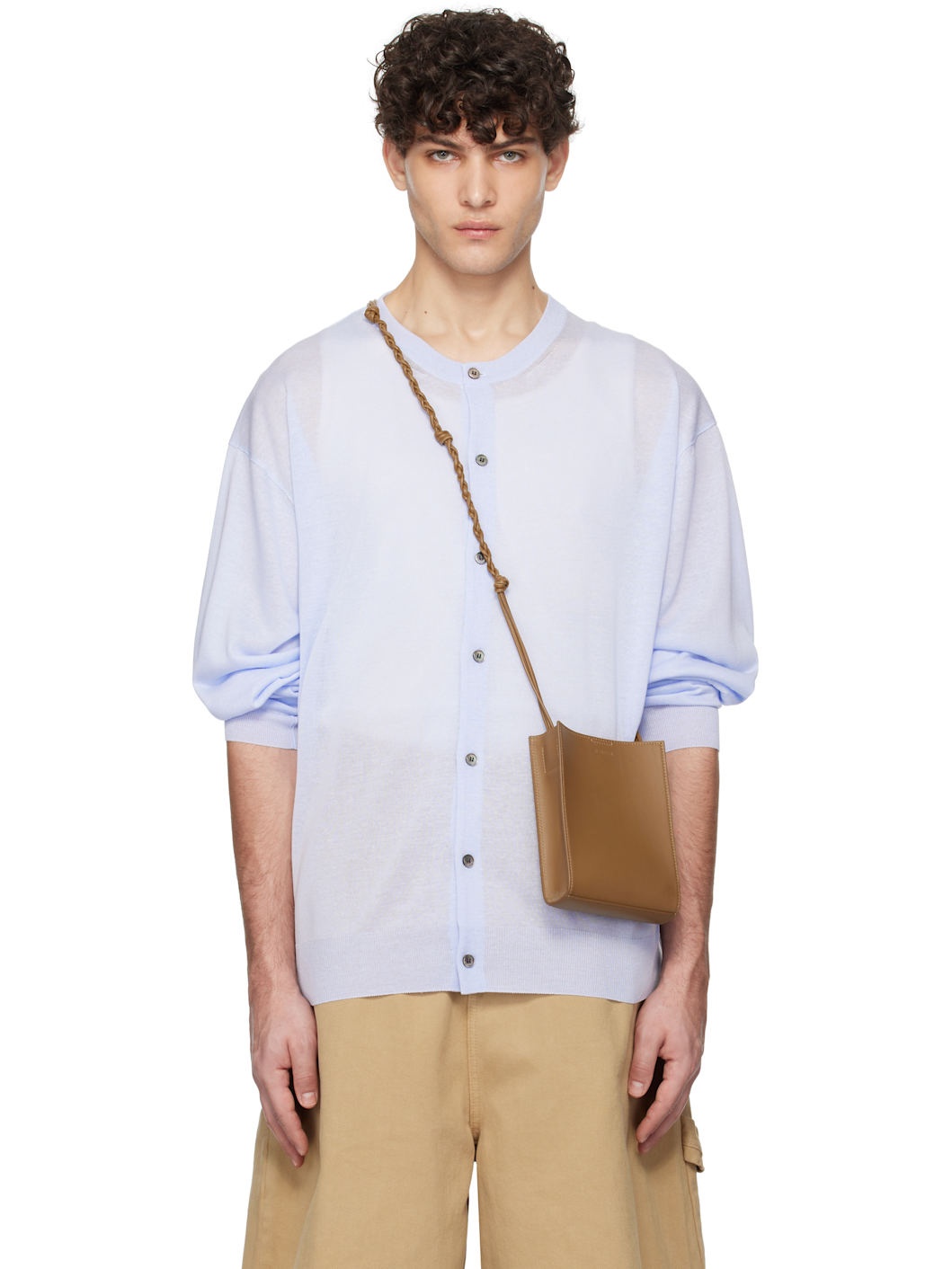 Blue Sheer Crewneck Cardigan - 1