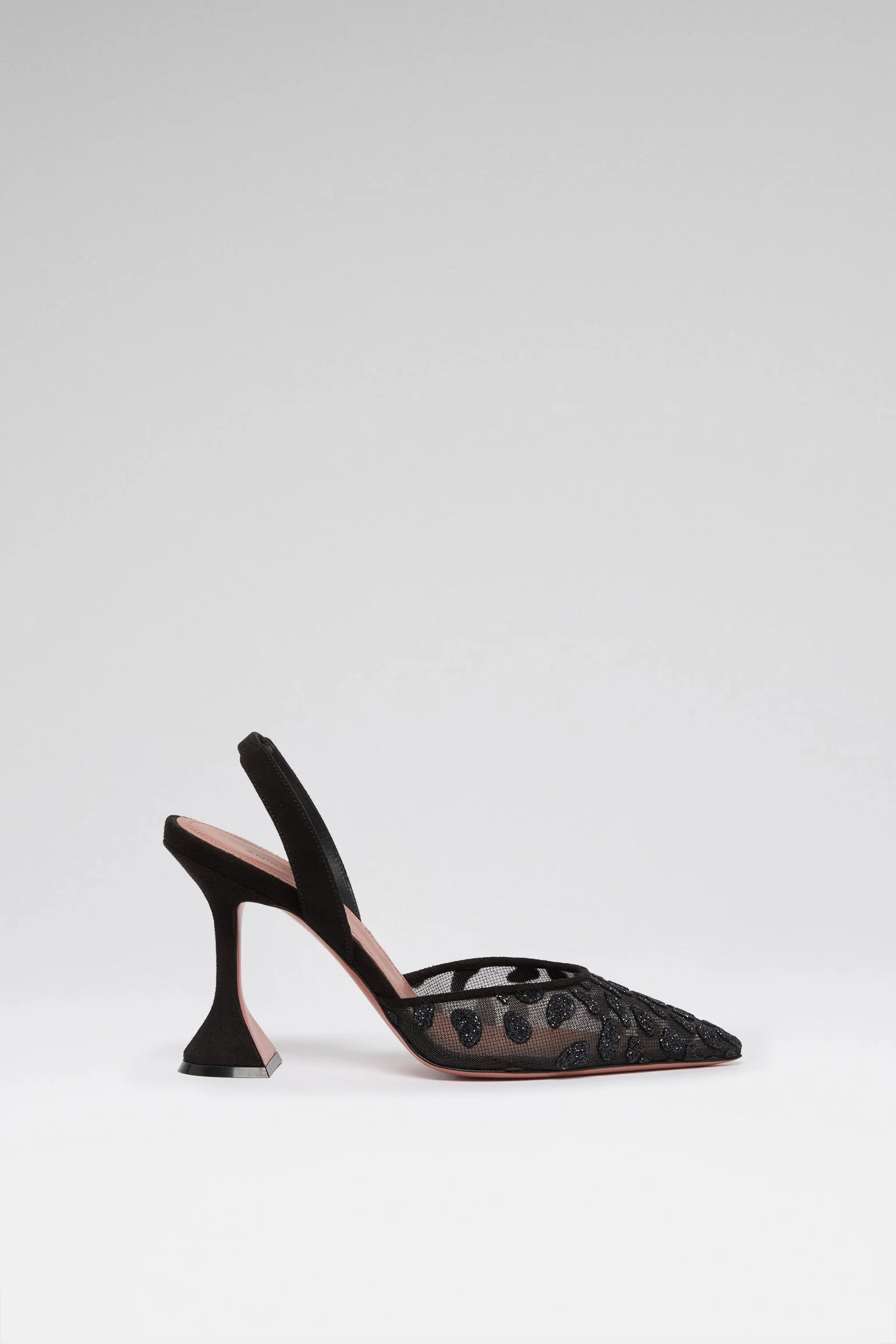 HOLLI MESH SLING 95 BLACK GLITTER LEOPARD MESH AND BLACK SUEDE - 1