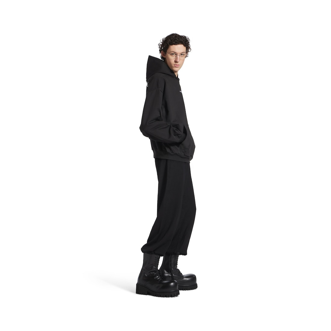 New Balenciaga Back Hoodie Medium Fit in Black - 5