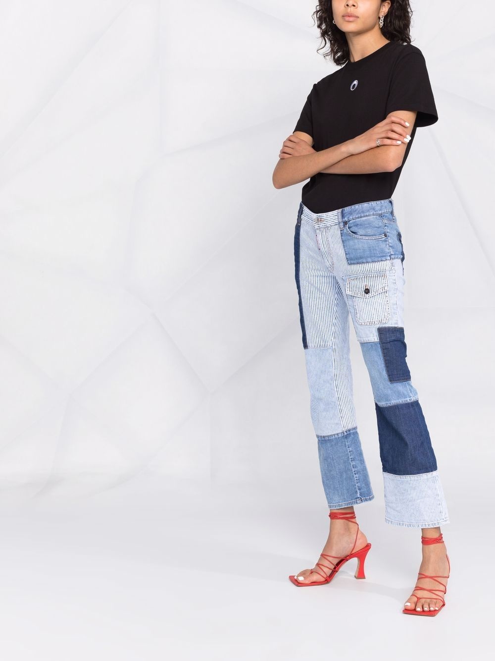 cropped patchwork pocket-detail jeans - 6