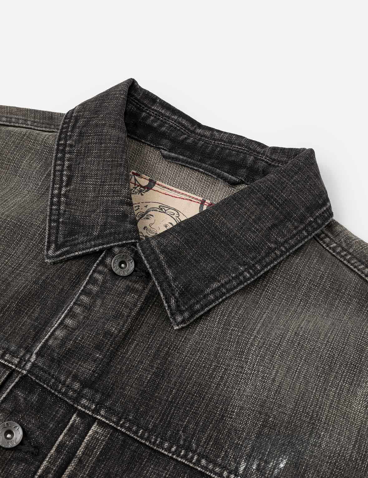 Leather Seagull Appliqué Relax Fit Denim Jacket - 9