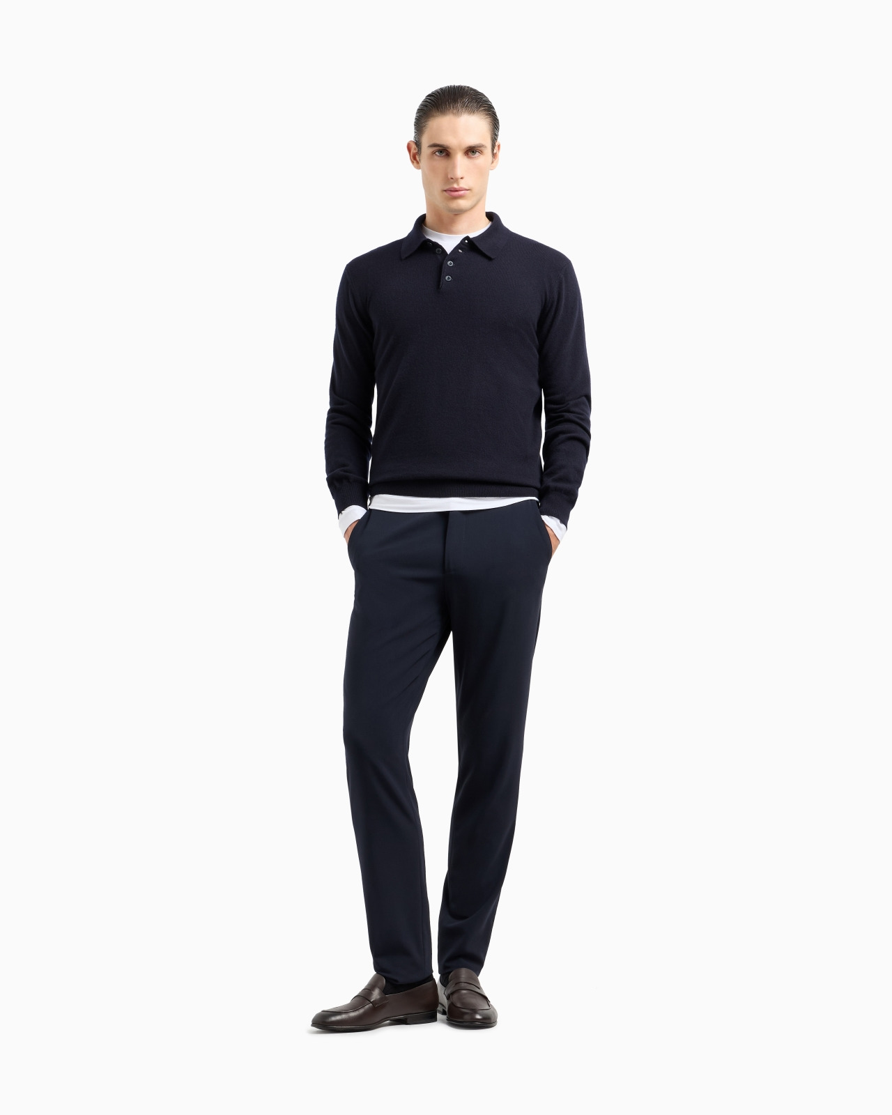 Long-sleeved, pure cashmere polo shirt - 2