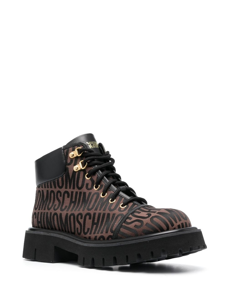 Moschino jacquard logo ridged-sole boots outlook